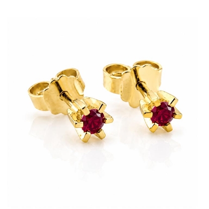 Billede af "Dreamy Ruby" øreringe m. rubin 2*3,5 mm (ca a 0,15 ct) i 14 kt