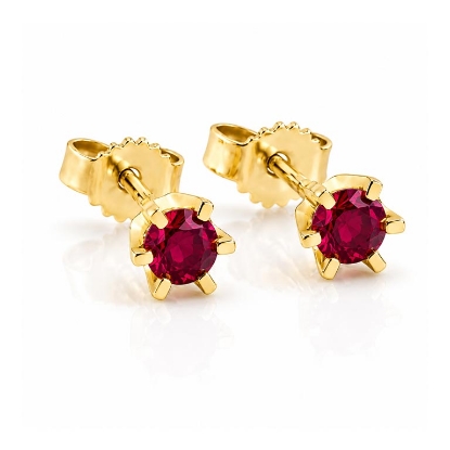Billede af "Dreamy Ruby" øreringe m. rubin 2*4,5 mm (ca a 0,25 ct) i 14 kt