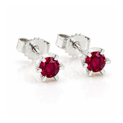 Billede af "Dreamy Ruby" øreringe m. rubin 2*4,5 mm (ca a 0,25 ct) i 14 kt hvg