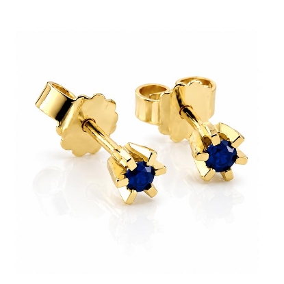 Billede af "Dreamy Sapphire" øreringe m. safir 2*3,0 mm (ca a 0,10 ct) i 14 kt