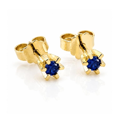 Billede af "Dreamy Sapphire" øreringe m. safir 2*4,0 mm (ca a 0,20 ct) i 14 kt