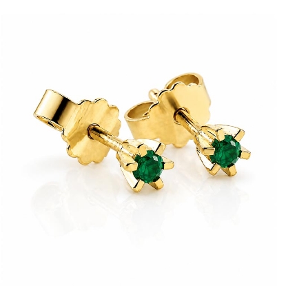 Billede af "Dreamy Emerald" øreringe m. smaragd 2*2,5 mm. i 14 kt.