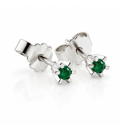 Billede af "Dreamy Emerald" øreringe m. smaragd 2*2,5 mm. i 14 kt. hvg.