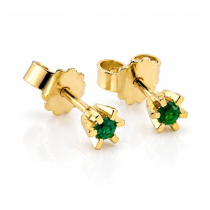 Billede af "Dreamy Emerald" øreringe m. smaragd 2*3,0 mm. i 14 kt.