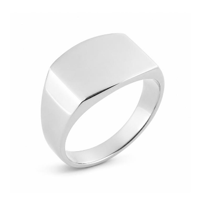 Billede af Ring massiv lukket bund, rek. plade 14 kt. hvg.