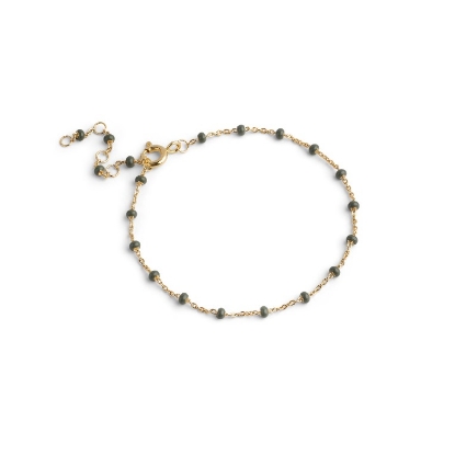 Billede af ENAMEL Copenhagen Lola Khaki armbånd forgyldt messing m. emalje (15+4 cm)
