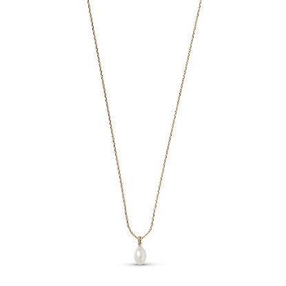 Billede af ENAMEL Copenhagen Significant Pearl halskæde forgyldt messing (50+5 cm)