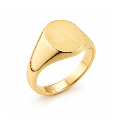 Billede af Herrering massiv m. oval plade 14*12 mm14 kt