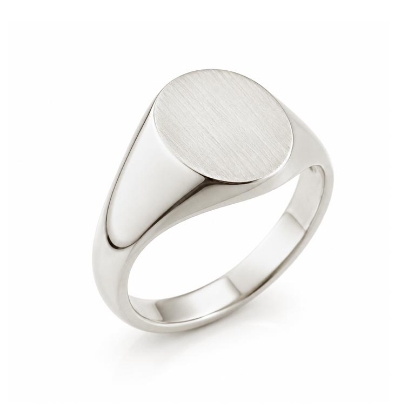 Billede af Herrering massiv m. oval plade 14*12 mm14 kt. hvg.