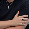 Billede af Herrering m. lukket bund, antik sl. onyx 14*12 mm 925s forgyldt (forgyldning vil blive slidt af ved brug !)