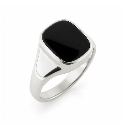Billede af Herrering m. lukket bund, antik sl. onyx 14*12 mm 14 kt. hvg.