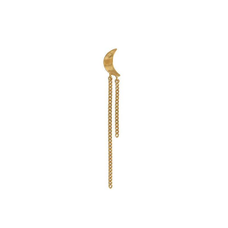 Billede af STINE A Petit Bella Moon Earring with Two Chains ørering forgyldt sølv (1 stk.)