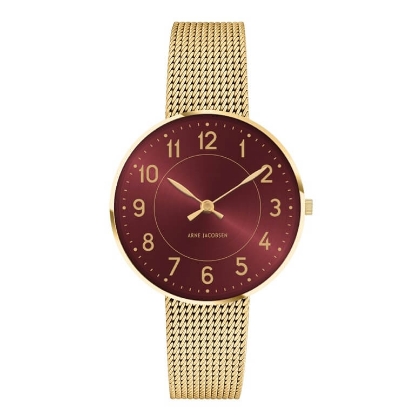 Billede af Arne Jacobsen ur - Station - Bourgogne Rød 34mm
