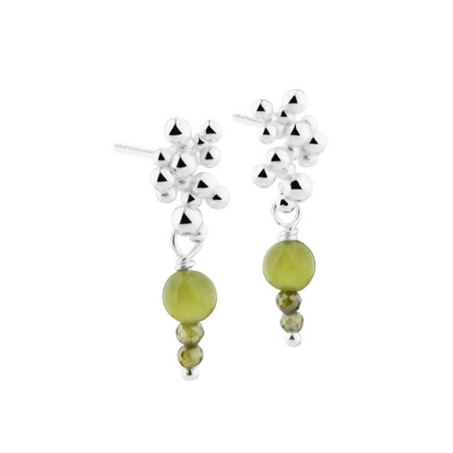 Billede af Aqua Dulce Aya Olive øreringe sølv m. grøn jade