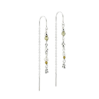 Billede af Aqua Dulce Aya Olive Thread øreringe sølv m. grøn jade