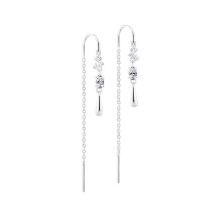 Billede af Aqua Dulce Blush Drop Clear Thread øreringe sølv m. cz