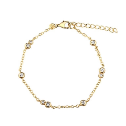 Billede af Aqua Dulce Whisper Pure armbånd forgyldt sølv m. cz (17+3 cm)