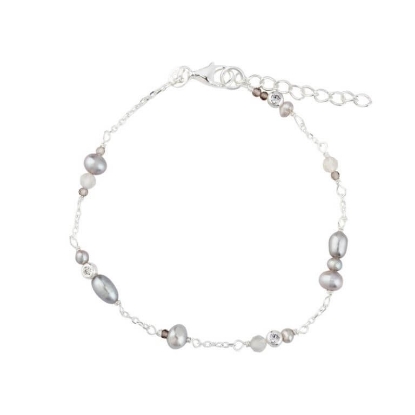 Billede af Aqua Dulce Whisper armbånd sølv m. grå kvarts, fvp + cz (17+3 cm)