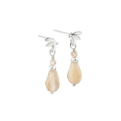 Billede af Aqua Dulce Meadow Rose øreringe sølv m. peach sunstones