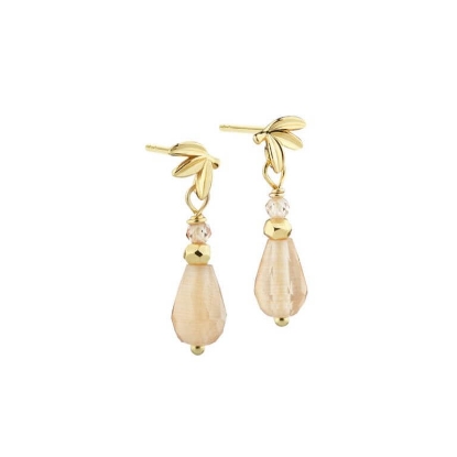 Billede af Aqua Dulce Meadow Rose øreringe forgyldt sølv m. peach sunstones