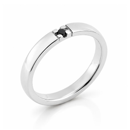Billede af Alliancering 1* 0,04 black brillant 925s.  