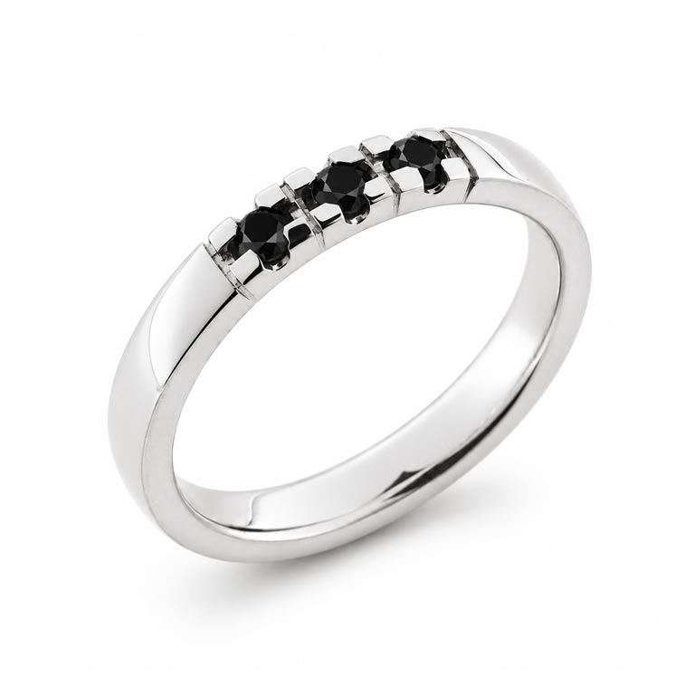 Billede af Alliancering 3* 0,04 black, 925s.  (br. 2,9-tk. 1,9 mm.)