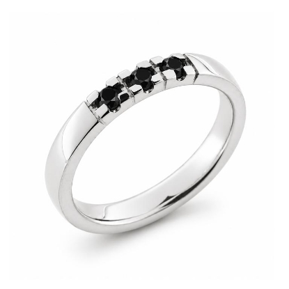 Billede af Alliancering 3* 0,04 black, 925s.  (br. 2,9-tk. 1,9 mm.)