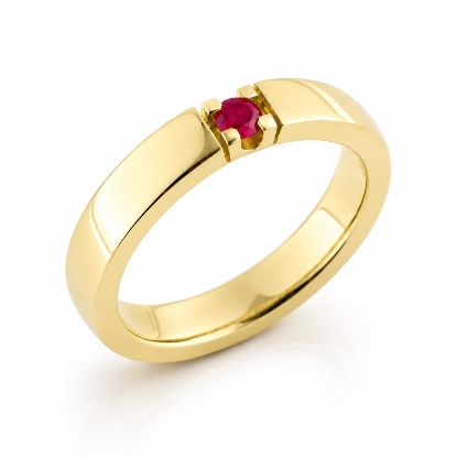 Billede af Alliancering, 1* 3,0 mm. ægte rubin (ca. 0,15 ct.) 14 kt.