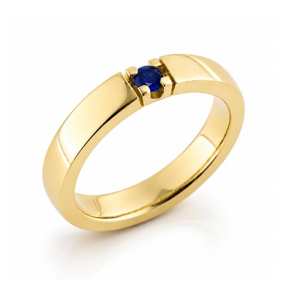 Billede af Alliancering, 1* 3,0 mm. Safir (ca. 0,15 ct.) 14 kt. (br. 3,7-tk. 2,2 mm.)