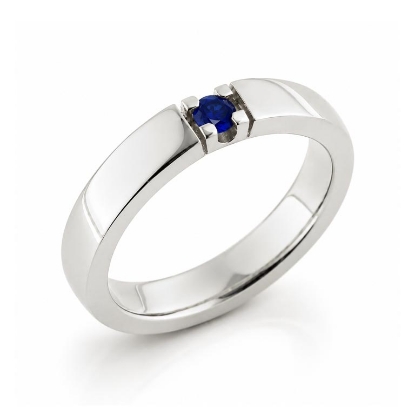 Billede af Alliancering, 1* 3,0 mm. Safir (ca. 0,15 ct.) 14 kt. hvg. (br. 3,7-tk. 2,2 mm.)
