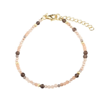 Billede af Aqua Dulce Meadow Mix armbånd forgyldt sølv m. perler + sten (17 + 3 cm)