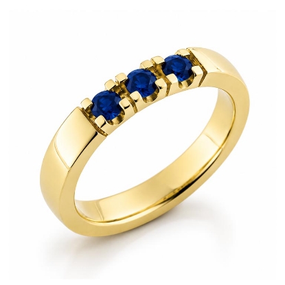 Billede af Alliancering, 3* 3,0 mm. Safir (a ca. 0,15 ct.) 14 kt. (br. 3,7-tk. 2,2 mm.)