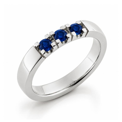 Billede af Alliancering, 3* 3,0 mm. Safir (a ca. 0,15 ct.) 14 kt. hvg. (br. 3,7-tk. 2,2 mm.)