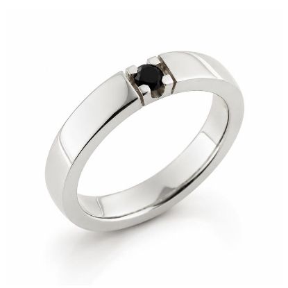 Billede af Allia. ring, 1* 0,10 black sølv 925s. (br. 3,7-tk. 2,2 mm.)
