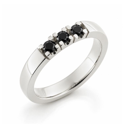 Billede af Allia. ring, 3* 0,10 black sølv 925s. (br. 3,7-tk. 2,2 mm.)