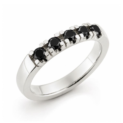 Billede af Allia. ring, 5* 0,10 black sølv 925s. (br. 3,7-tk. 2,2 mm.)
