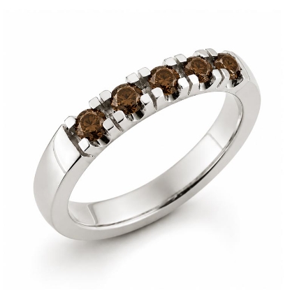 Billede af Allia. ring, 5* 0,10 coffee sølv 925s. (br. 3,7-tk. 2,2 mm.)