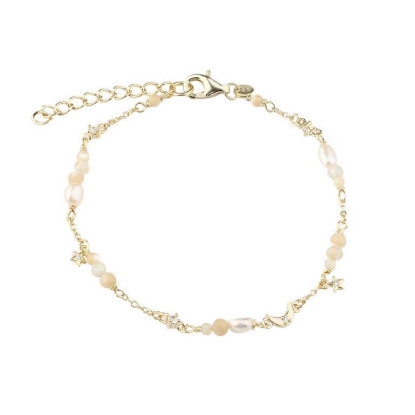 Billede af Aqua Dulce Dreamlit Mix armbånd forgyldt sølv m. sten+fvp (17 + 3 cm)