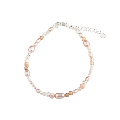 Billede af Aqua Dulce Liora armbånd sølv m. perler+cz (17 + 3 cm)