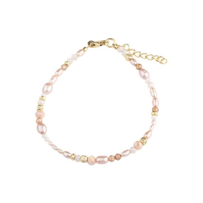 Billede af Aqua Dulce Liora armbånd forgyldt sølv m. perler+cz (17 + 3 cm)