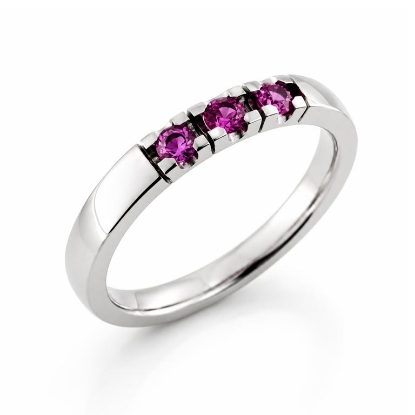 Billede af Allia. ring 14 kt. hvg. 3 * pink safir a 0,07 ct.
