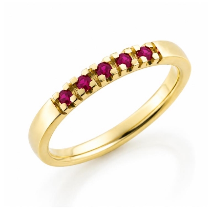 Billede af Alliancering i 14 kt m. Rubiner 5x0,02 ct