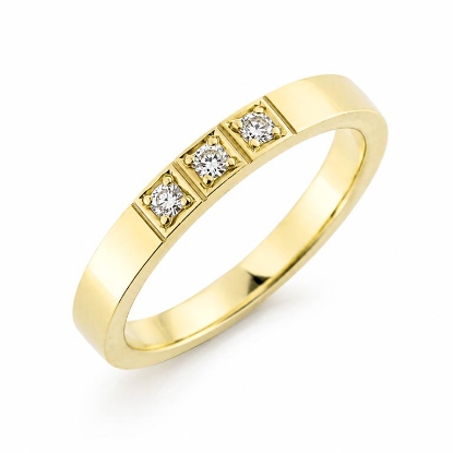 Billede af Alliancering i 14 kt. m. diamanter 3x 0,03 w/vs.