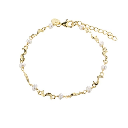 Billede af Aqua Dulce Rhumba Pearl armbånd forgyldt sølv m. fvp (17 + 3 cm)