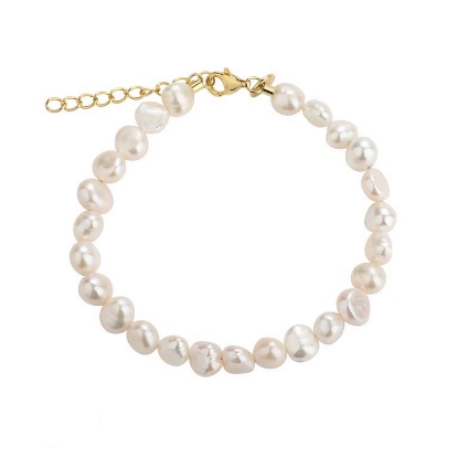 Billede af Aqua Dulce Pearl armbånd forgyldt sølv m. fvp (17 + 3 cm)