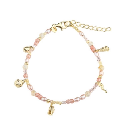 Billede af Aqua Dulce Costa Rose armbånd forgyldt sølv m. sten + fvp (17+3 cm)