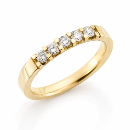 Billede af Alliancering i 14 kt. m. diamanter 5x 0,07 w/vs