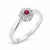 Billede af Rosetring 14kt hvg 1* rubin 2,5mm + 6* brill. á 0,03 ct w/vs