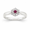 Billede af Rosetring 14kt hvg 1* rubin 2,5mm + 6* brill. á 0,03 ct w/vs
