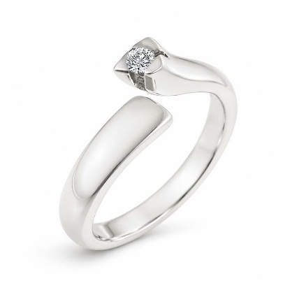 Billede af "Embrace" Ring i 14 kt. hvg m. diamant 0,09 w/pi